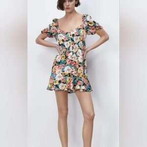 Zara Multicolor Floral Mini Dress